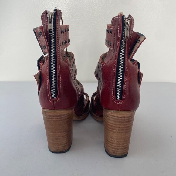 Freebird Blake Shoes Sandals w Heel Buckles Red - Picture 6 of 10